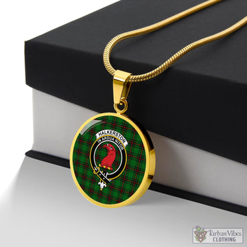 Halkerston Tartan Circle Necklace with Family Crest Luxury Necklace (Gold) No - Tartan Vibes Clothing