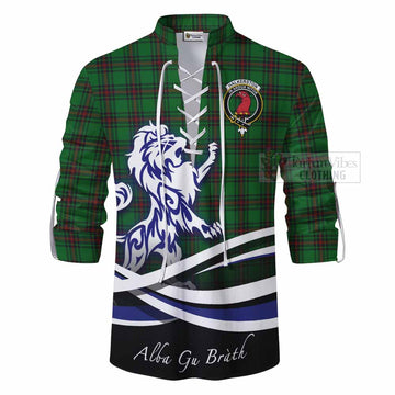 Halkerston Tartan Ghillie Kilt Shirt with Alba Gu Brath Regal Lion Emblem - Tartan Vibes Clothing