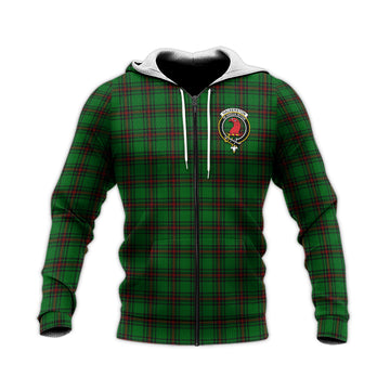Halkerston Tartan Knitted Hoodie with Family Crest Unisex Knitted Zip Hoodie - Tartan Vibes Clothing