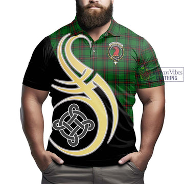 Halkerston Tartan Polo Shirt with Family Crest and Celtic Symbol Style - Tartan Vibes Clothing