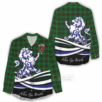Halkerston Tartan Women's Casual Shirt with Alba Gu Brath Regal Lion Emblem - Tartan Vibes Clothing