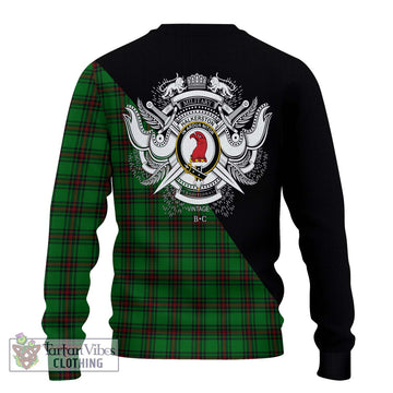 Halkerston Tartan Ugly Sweater with Family Crest and Military Logo Style - Tartan Vibes Clothing