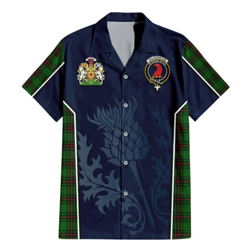 Tartan Vibes Clothing Halkerston Tartan Short Sleeve Button Up Shirt with Family Crest and Scottish Thistle Vibes Sport Style