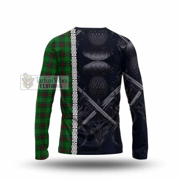 Halkerston Tartan Long Sleeve T-Shirt with Family Crest Cross Sword Thistle Celtic Vibes - Tartan Vibes Clothing