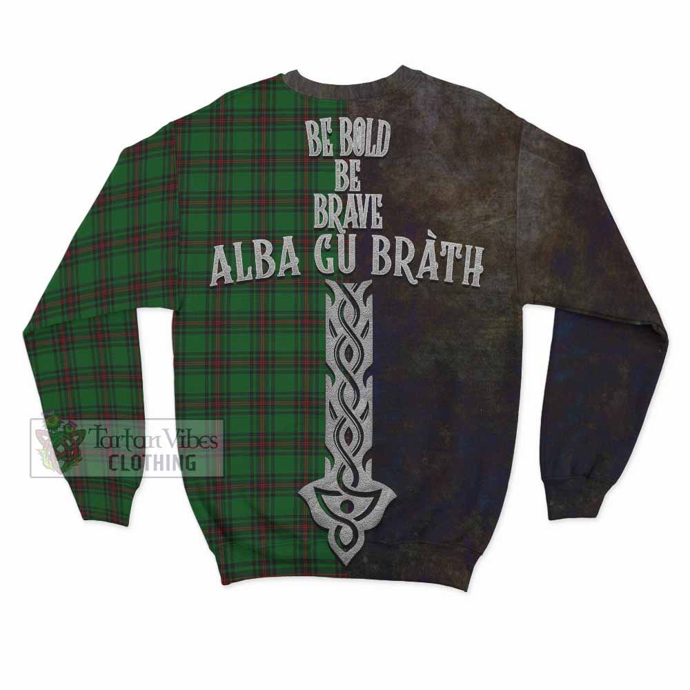 Halkerston Tartan Family Crest Sweatshirt Alba Gu Brath Be Brave Lion Ancient Style - Tartan Vibes Clothing