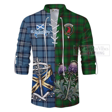 Halkerston Tartan Ghillie Kilt Shirt Happy St. Andrew's Day Half Tartan Style - Tartan Vibes Clothing