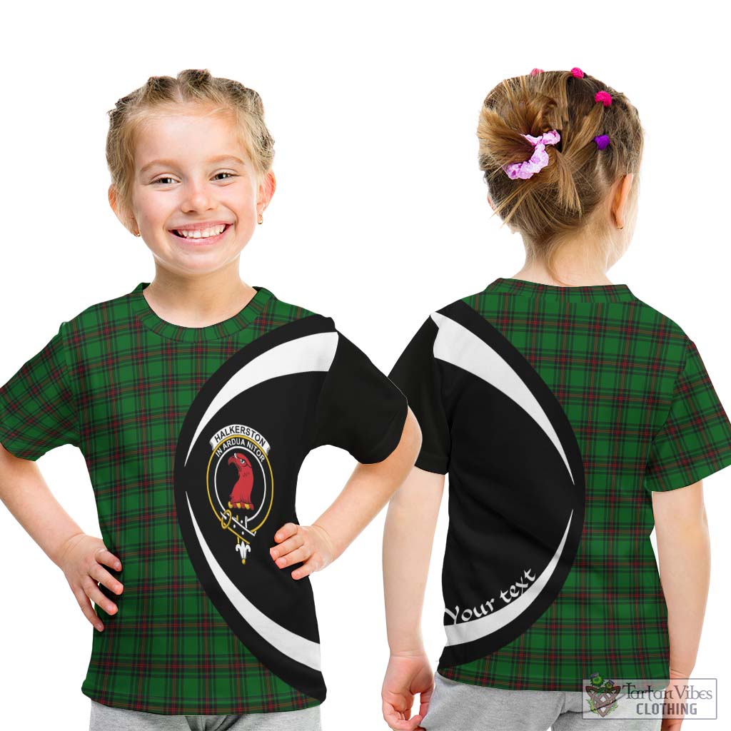 Halkerston Tartan Kid T-Shirt with Family Crest Circle Style - Tartan Vibes Clothing