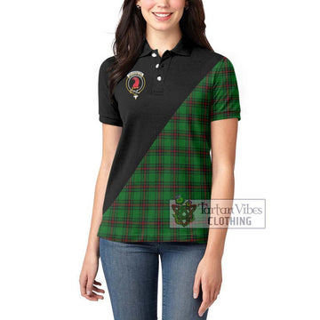 Halkerston Tartan Women's Polo Shirt with Family Crest and Military Logo Style - Tartan Vibes Clothing