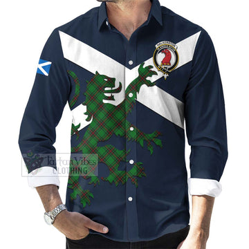 Halkerston Tartan Lion Rampant Long Sleeve Button Shirt Proudly Display Your Heritage with Alba Gu Brath and Clan Name Men's Shirt - Tartan Vibes Clothing