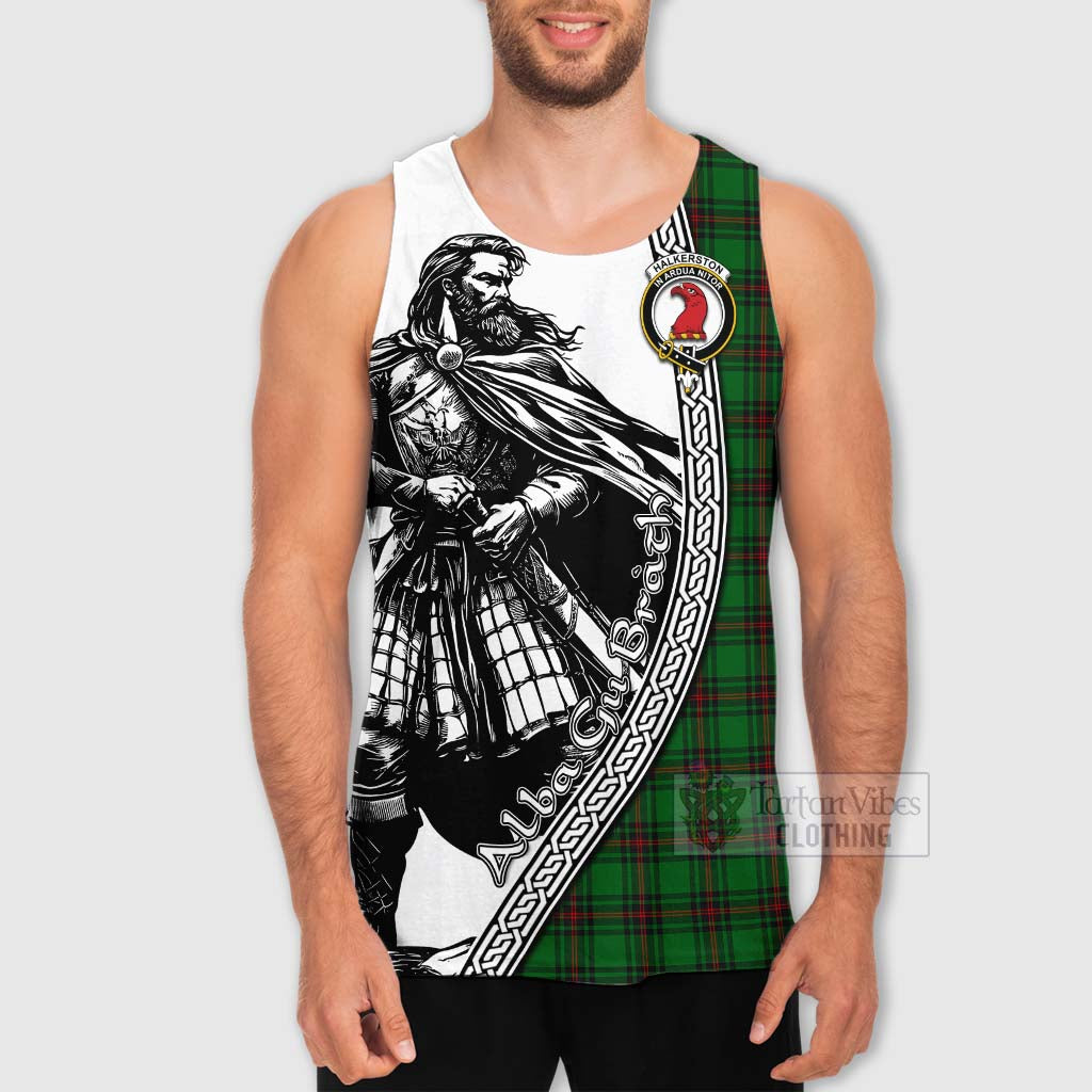 Halkerston Tartan Clan Crest Men's Tank Top with Highlander Warrior Celtic Style - Tartan Vibes Clothing