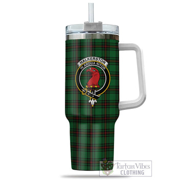 Halkerston Tartan Tumbler with Handle with Family Crest - Tartan Vibes Clothing