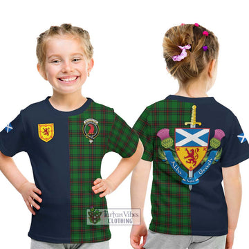 Halkerston Tartan Kid T-Shirt Alba with Scottish Lion Royal Arm Half Style - Tartan Vibes Clothing