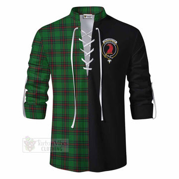 Halkerston Tartan Ghillie Kilt Shirt with Family Crest and Half Of Me Style - Tartan Vibes Clothing