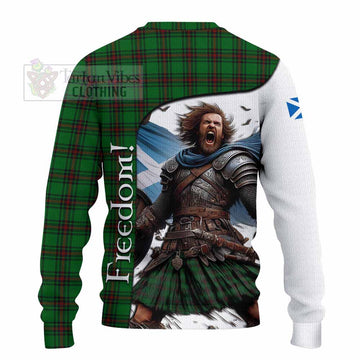 Tartan Vibes Clothing Halkerston Crest Tartan Knitted Sweater Inspired by the Freedom of Scottish Warrior