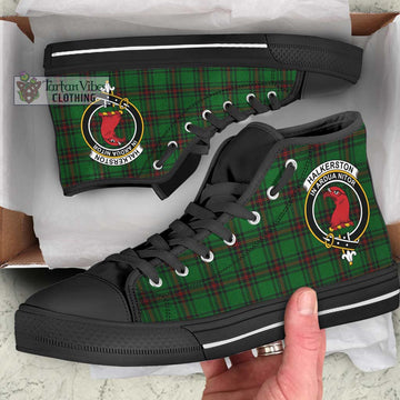 Halkerston Tartan High Top Shoes with Family Crest - Tartan Vibes Clothing