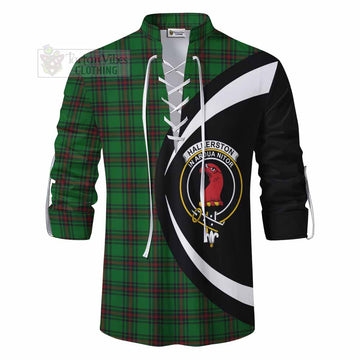 Halkerston Tartan Ghillie Kilt Shirt with Family Crest Circle Style - Tartan Vibes Clothing