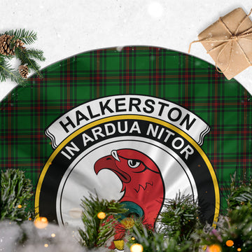 Halkerston Tartan Christmas Tree Skirt with Family Crest