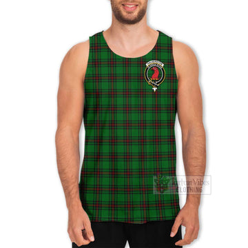 Halkerston Tartan Men's Tank Top with Family Crest and Bearded Skull Holding Bottles of Whiskey - Tartan Vibes Clothing
