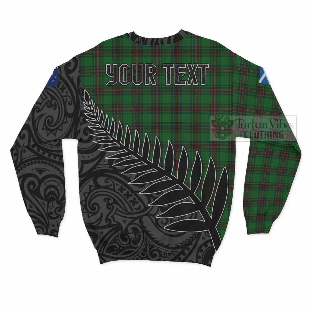 Halkerston Crest Tartan Sweatshirt with New Zealand Silver Fern Half Style - Tartan Vibes Clothing