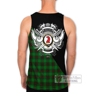 Halkerston Tartan Men's Tank Top with Family Crest and Military Logo Style - Tartan Vibes Clothing