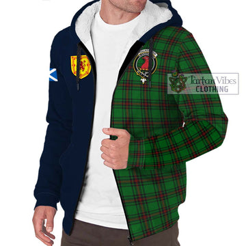 Halkerston Tartan Sherpa Hoodie Alba with Scottish Lion Royal Arm Half Style - Tartan Vibes Clothing