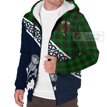 Halkerston Tartan Sherpa Hoodie Featuring Thistle and Scotland Map - Tartan Vibes Clothing