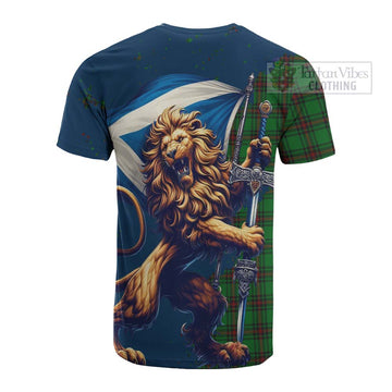 Halkerston Tartan Family Crest Cotton T-shirt with Scottish Majestic Lion - Tartan Vibes Clothing
