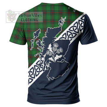Halkerston Tartan T-Shirt Featuring Thistle and Scotland Map - Tartanvibesclothing Store
