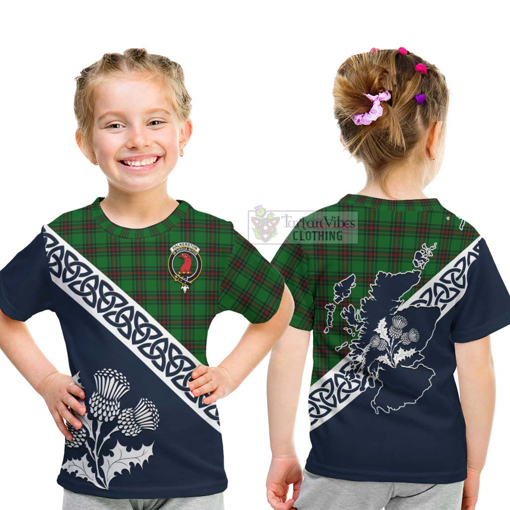 Halkerston Tartan Kid T-Shirt Featuring Thistle and Scotland Map - Tartan Vibes Clothing