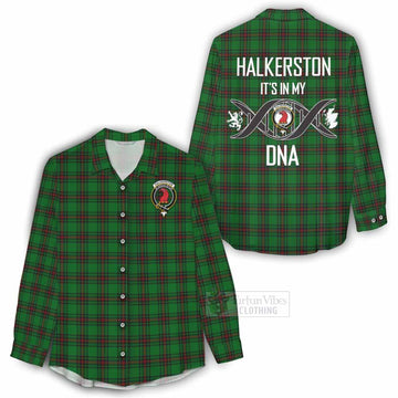 Halkerston Tartan Women's Casual Shirt with Family Crest DNA In Me Style - Tartan Vibes Clothing