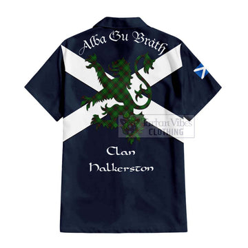 Halkerston Tartan Lion Rampant Hawaiian Shirt Proudly Display Your Heritage with Alba Gu Brath and Clan Name - Tartan Vibes Clothing