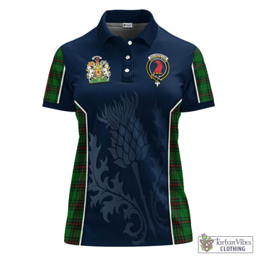 Tartan Vibes Clothing Halkerston Tartan Women's Polo Shirt with Family Crest and Scottish Thistle Vibes Sport Style