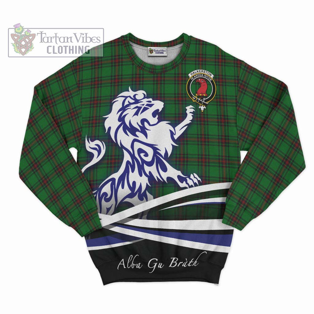 Halkerston Tartan Sweatshirt with Alba Gu Brath Regal Lion Emblem - Tartan Vibes Clothing