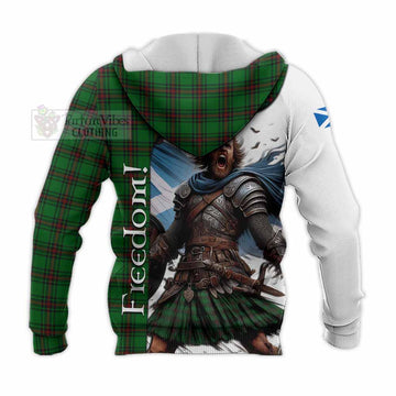 Tartan Vibes Clothing Halkerston Crest Tartan Knitted Hoodie Inspired by the Freedom of Scottish Warrior