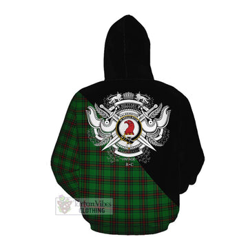 Halkerston Tartan Cotton Hoodie with Family Crest and Military Logo Style Pullover Hoodie - Tartan Vibes Clothing