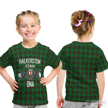 Halkerston Tartan Kid T-Shirt with Family Crest DNA In Me Style - Tartan Vibes Clothing