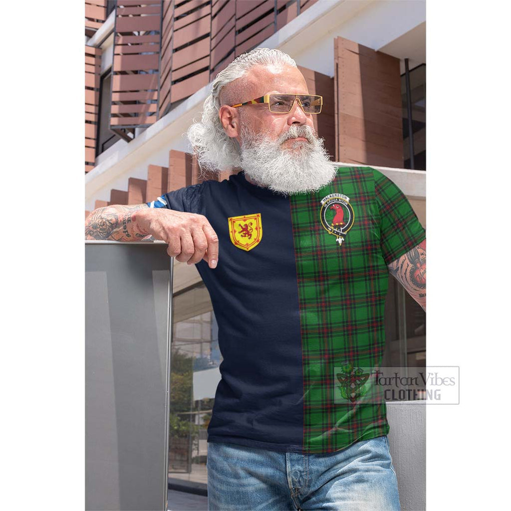 Halkerston Tartan Cotton T-shirt Alba with Scottish Lion Royal Arm Half Style Men's Shirt - Tartan Vibes Clothing
