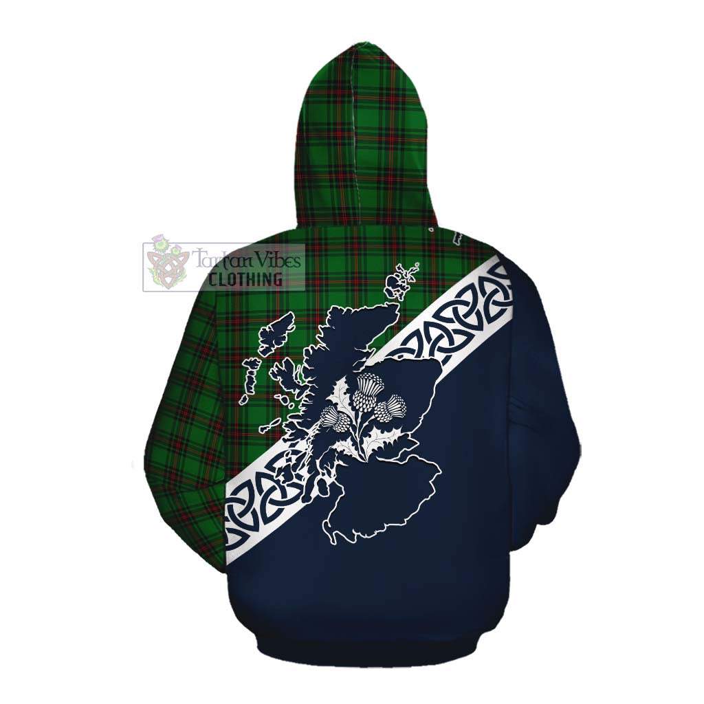 Halkerston Tartan Cotton Hoodie Featuring Thistle and Scotland Map Pullover Hoodie - Tartan Vibes Clothing