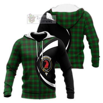 Halkerston Tartan Knitted Hoodie with Family Crest Circle Style Unisex Knitted Zip Hoodie - Tartan Vibes Clothing