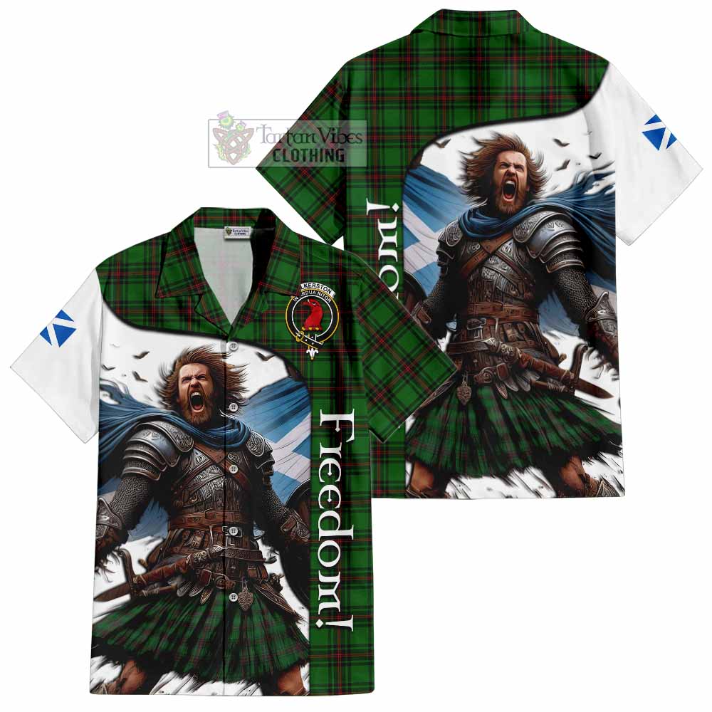 Halkerston Crest Tartan Hawaiian Shirt Inspired by the Freedom of Scottish Warrior - Tartan Vibes Clothing