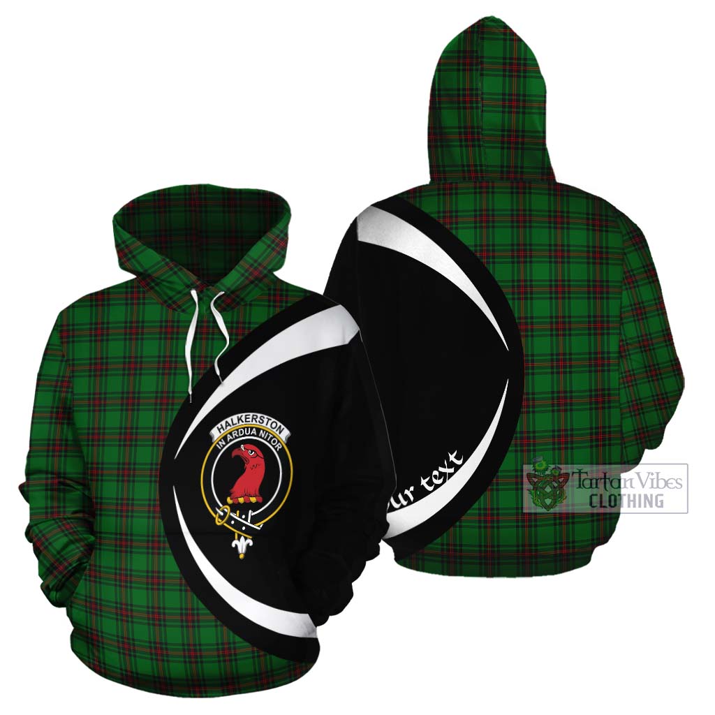 Halkerston Tartan Cotton Hoodie with Family Crest Circle Style Zip Hoodie - Tartan Vibes Clothing