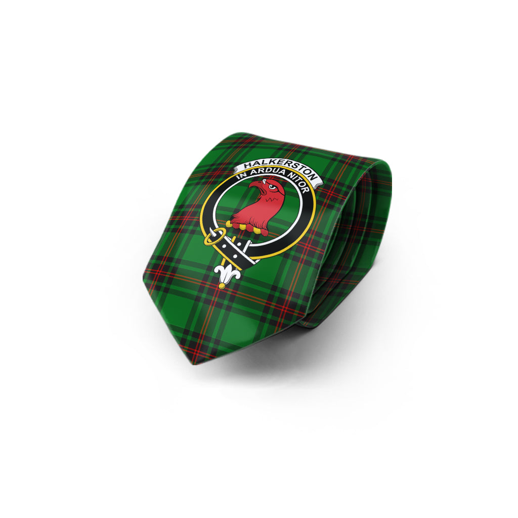 Halkerston Tartan Classic Necktie with Family Crest - Tartan Vibes Clothing