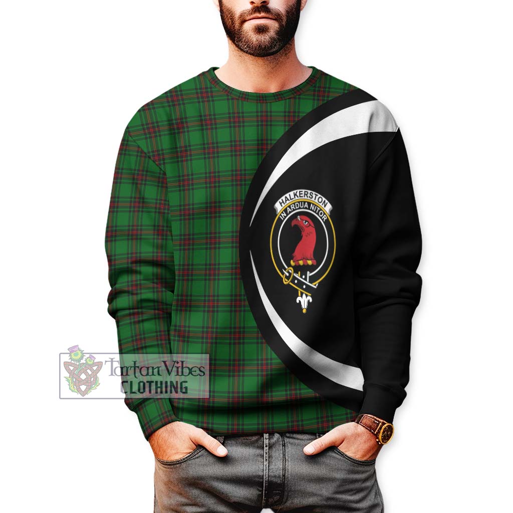 Halkerston Tartan Sweatshirt with Family Crest Circle Style - Tartan Vibes Clothing