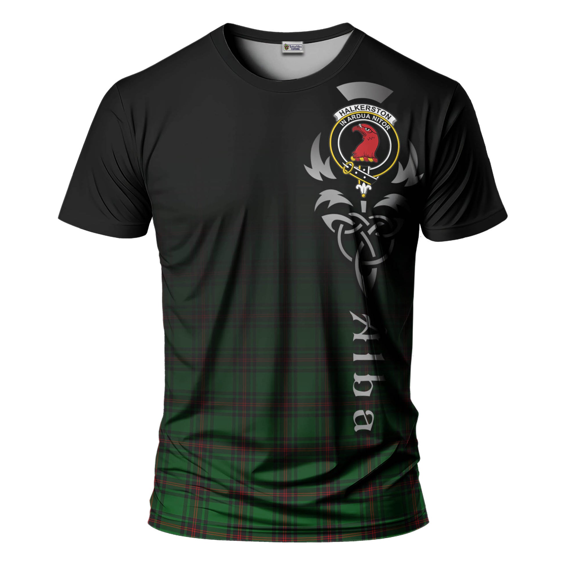 Halkerston Tartan T-Shirt Featuring Alba Gu Brath Family Crest Celtic Inspired - Tartan Vibes Clothing