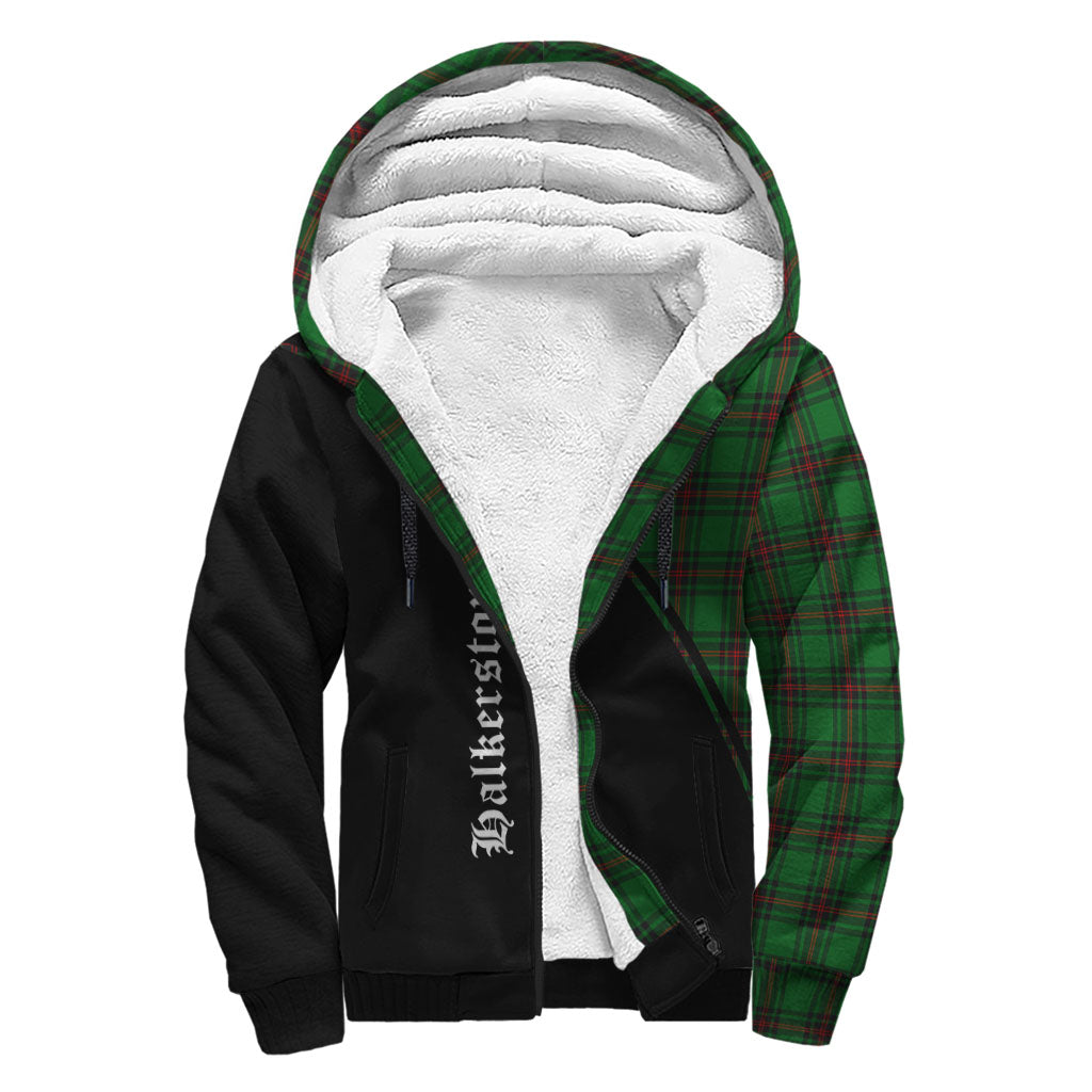 Halkerston Tartan Sherpa Hoodie with Family Crest Curve Style - Tartan Vibes Clothing