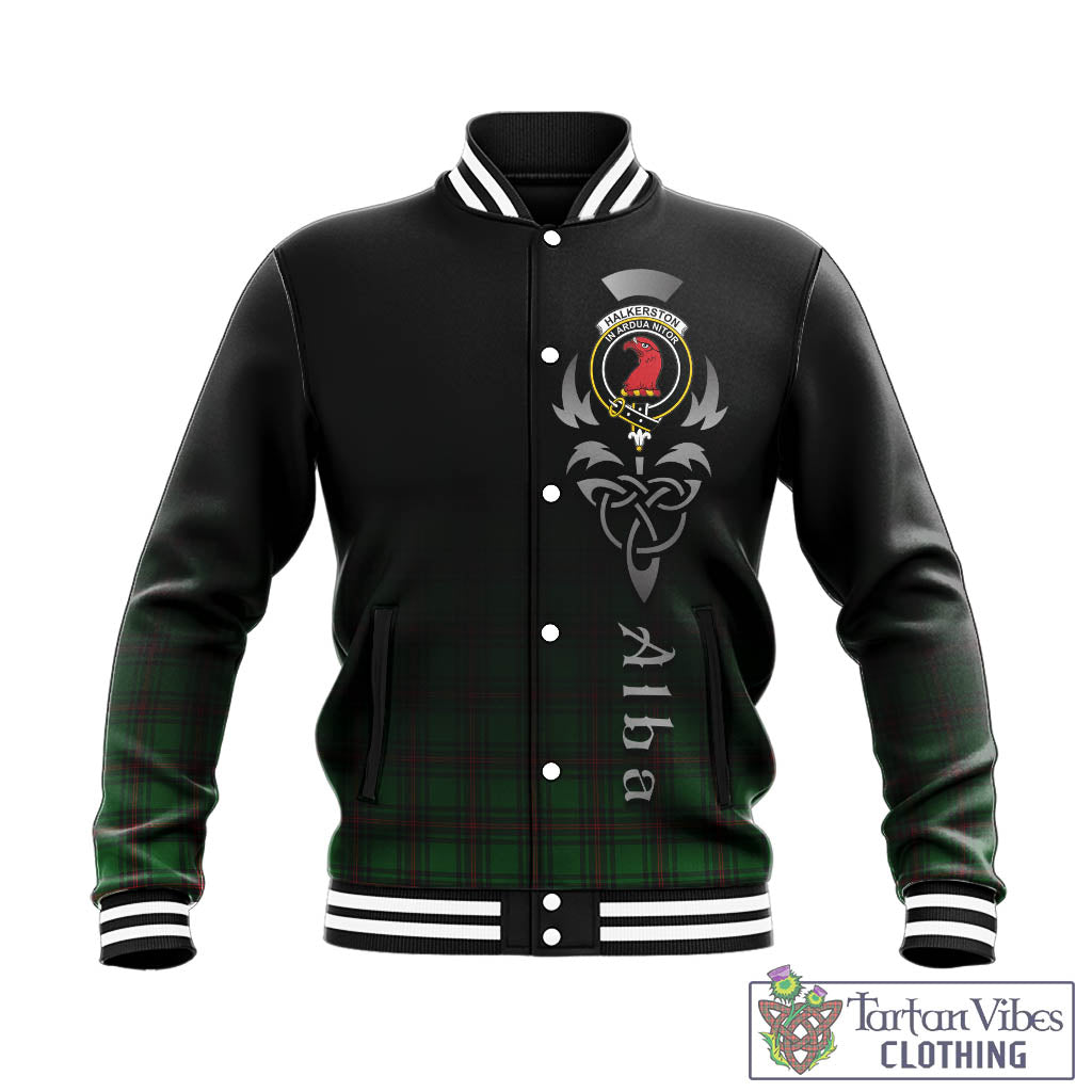 Halkerston Tartan Baseball Jacket Featuring Alba Gu Brath Family Crest Celtic Inspired - Tartan Vibes Clothing