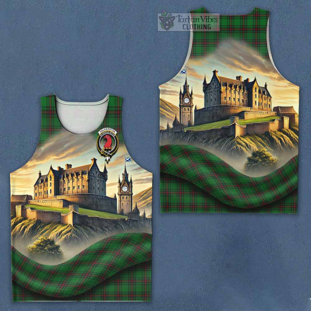 Halkerston Tartan Family Crest Men's Tank Top with Scottish Ancient Castle Style - Tartan Vibes Clothing