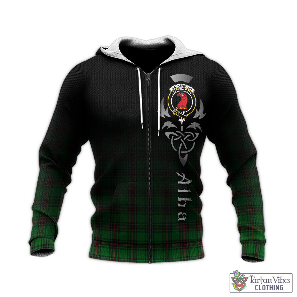Halkerston Tartan Knitted Hoodie Featuring Alba Gu Brath Family Crest Celtic Inspired - Tartan Vibes Clothing