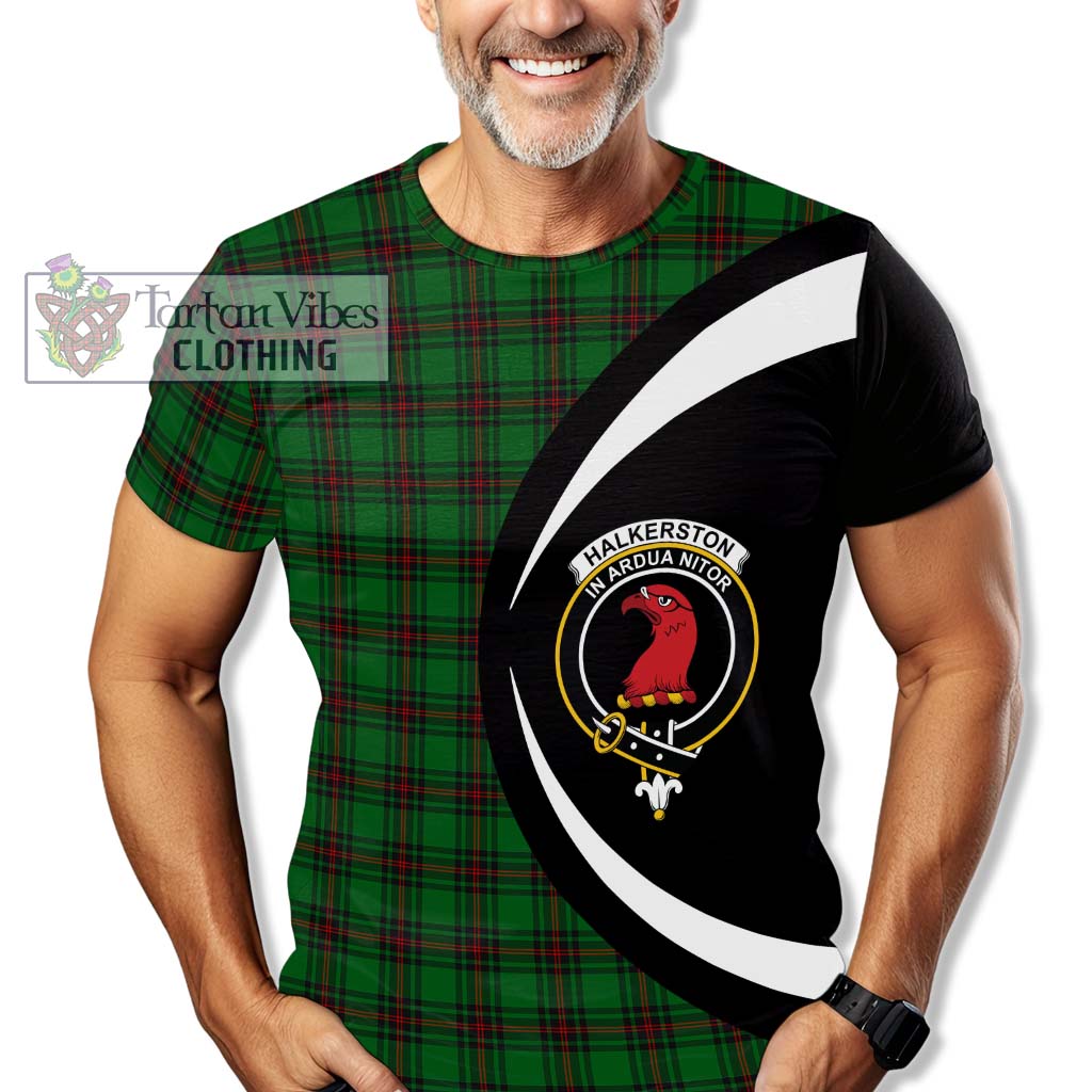 Halkerston Tartan T-Shirt with Family Crest Circle Style - Tartan Vibes Clothing