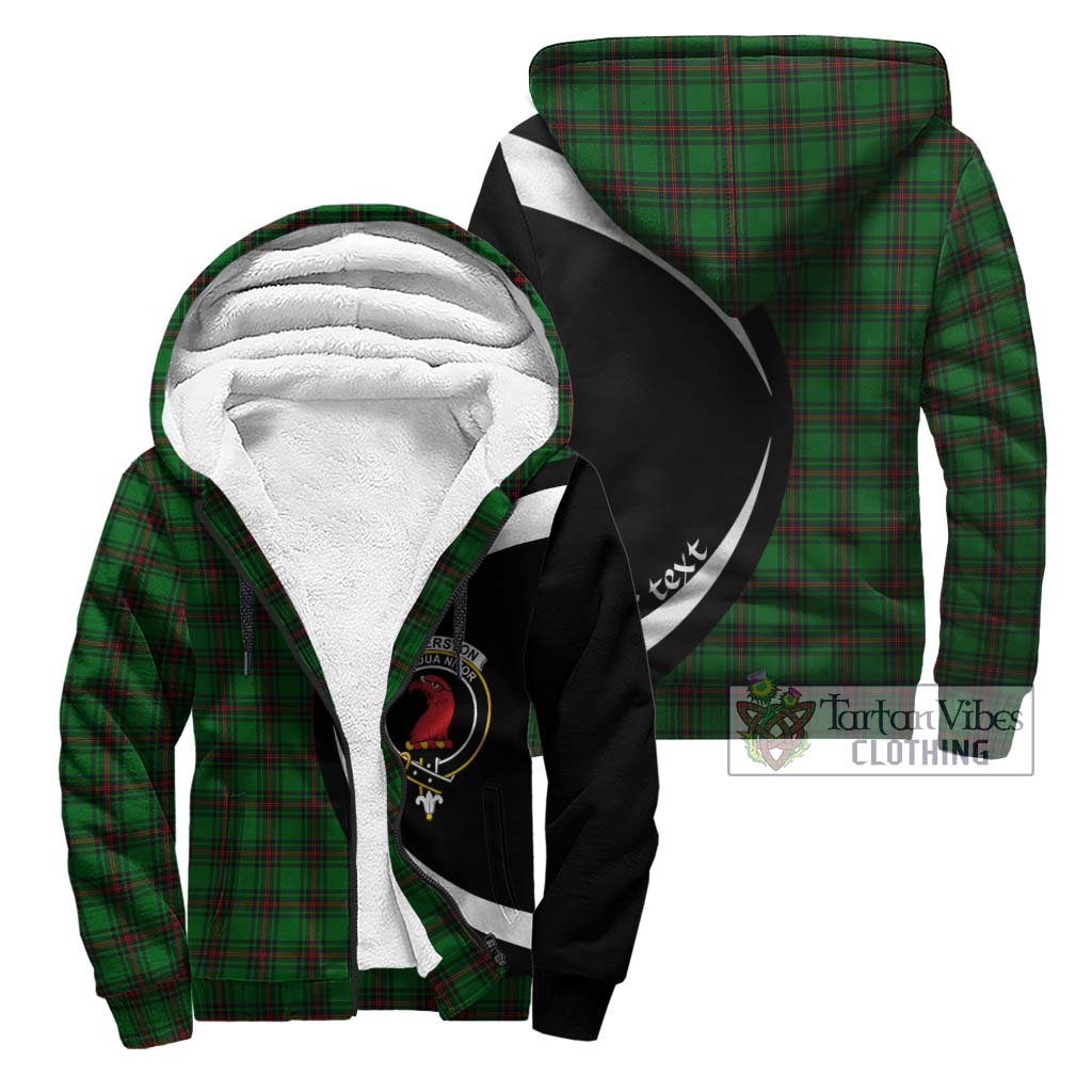 Halkerston Tartan Sherpa Hoodie with Family Crest Circle Style Unisex - Tartan Vibes Clothing